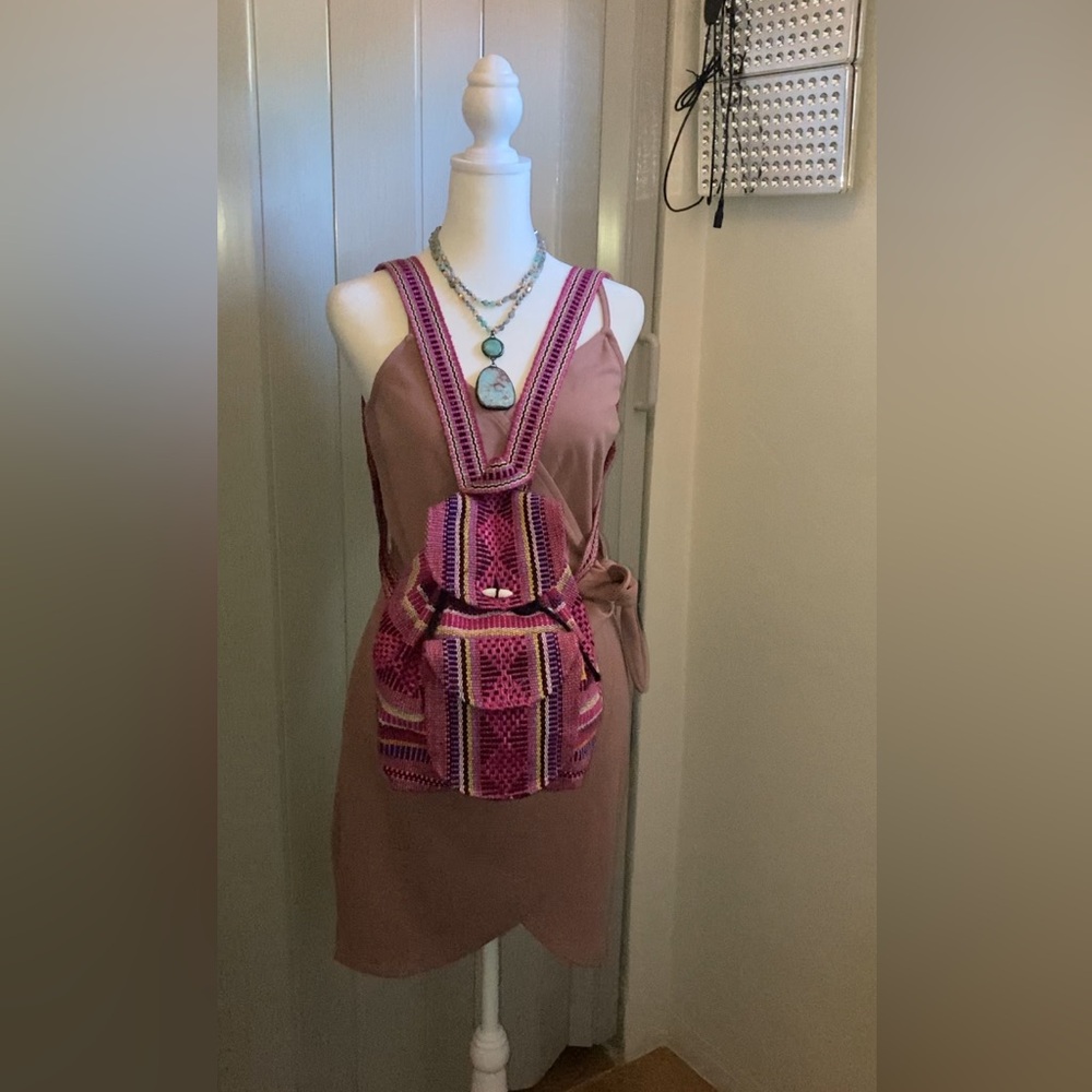 Bohemian Pink Patterned Backpack - image 1